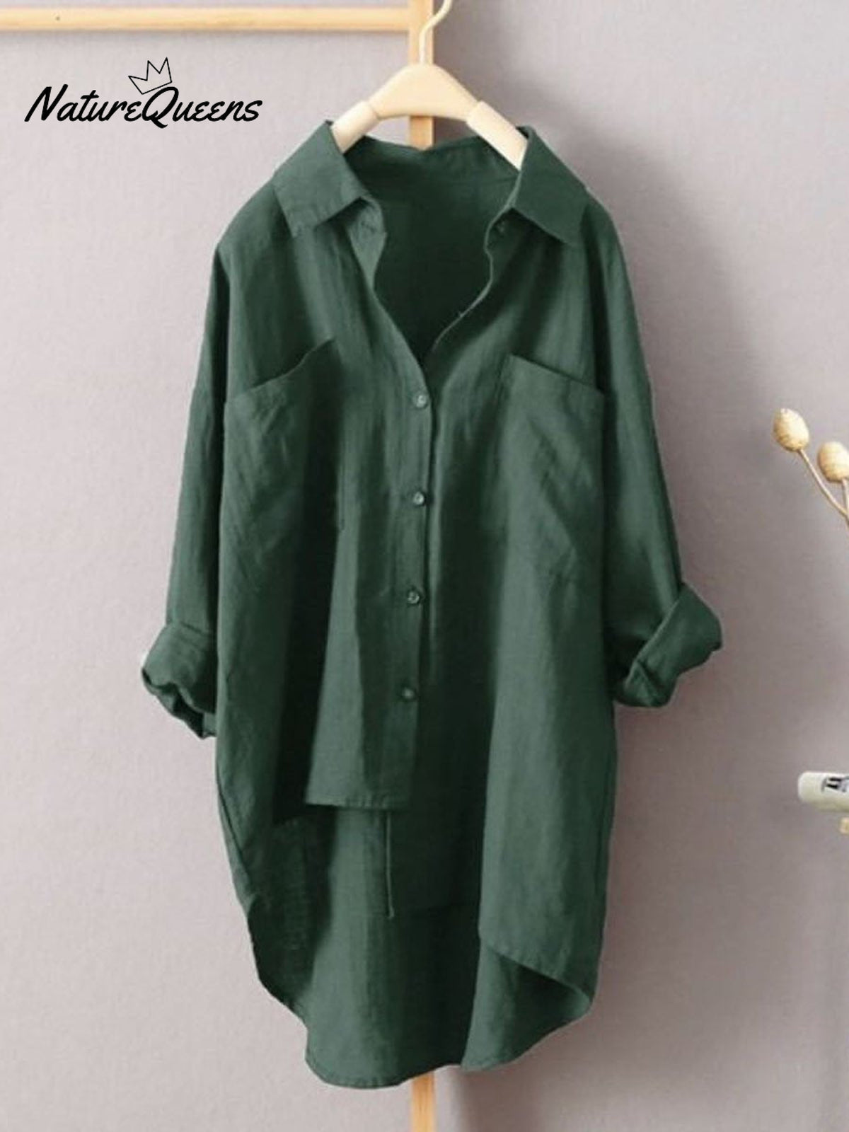 Women's Solid Color Loose Elegant Casual Cotton And Linen Shirt