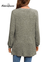 Women's Solid Color Stylish Long-sleeved Casual Knitted Top