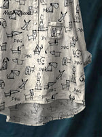Women's Cute Dog Print Casual Cotton And Linen Shirt