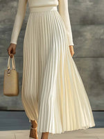 Women's Stylish Casual Satin Knit Pleated Maxi Dress
