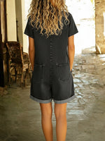 Casual Denim Romper With Front Tie Detail