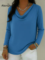 Retro Cowl-neck Cozy Pullover Top