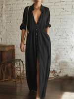 Casual Minimalist Elasticated Waist Dress