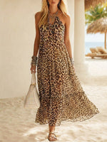 Women's Leopard Pattern Art Print Stylish Casual Sleeveless Dress