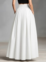 Women's Solid Color High-waisted Casual Loose Cotton Skirt