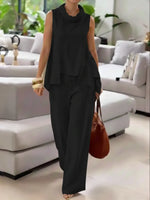 Women's Cozy Linen And Cotton Sleeveless Top And Pants Two-piece Set