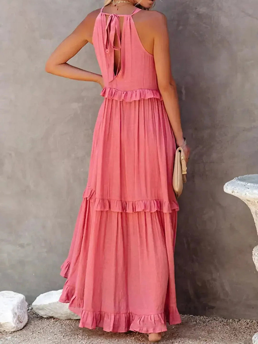 Women's Flowy Long Ruffled Dress