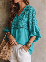 Casual Plaid Cotton Blouse