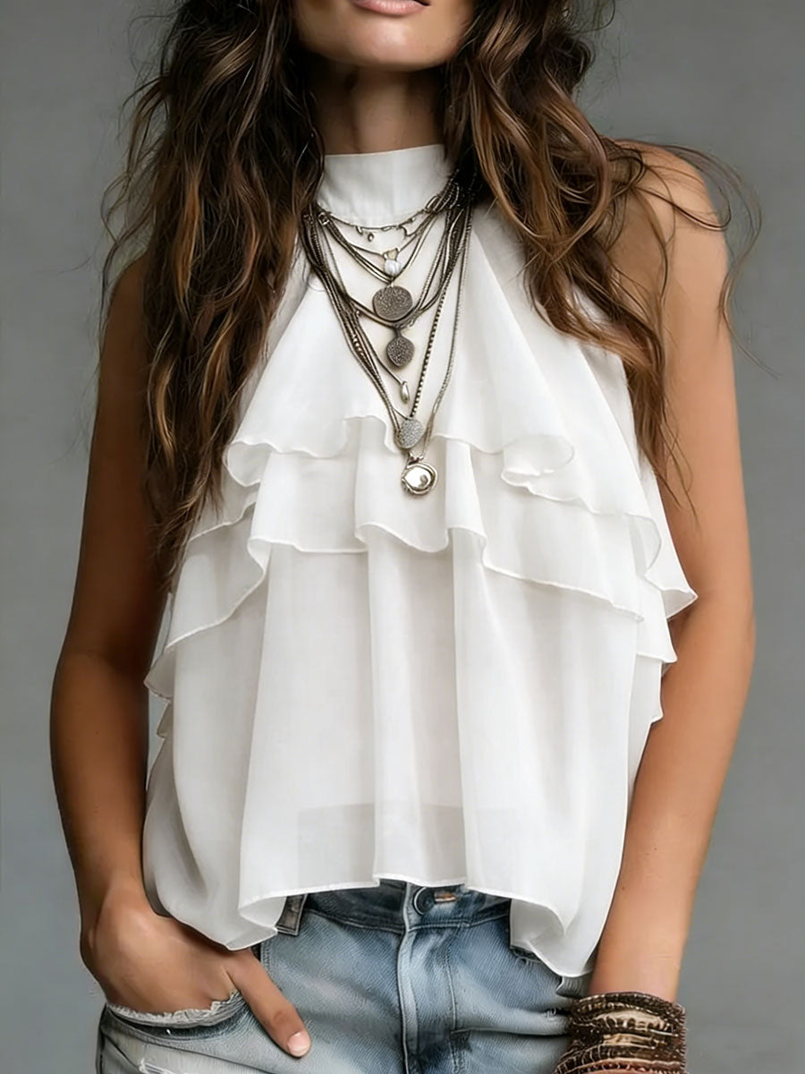 Women's Cozy Minimalist Solid-color Stand Collar 100% Cotton Vest