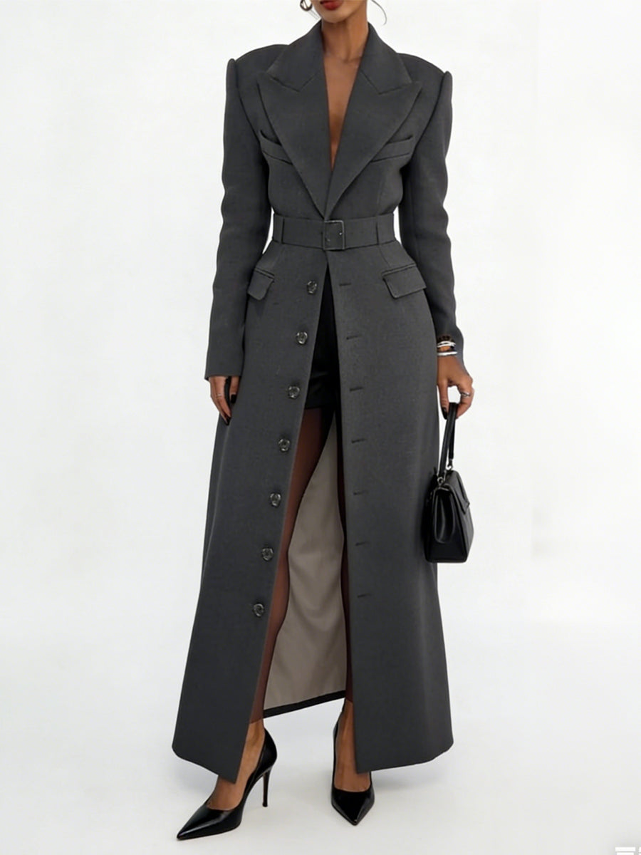 Women's Single-breasted Long Coat