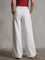 Women's Solid-color High-waisted Casual Loose-fit Wide-leg Pants With Cutout Embroidery