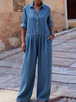Casual Loose-fitting Denim Jumpsuit