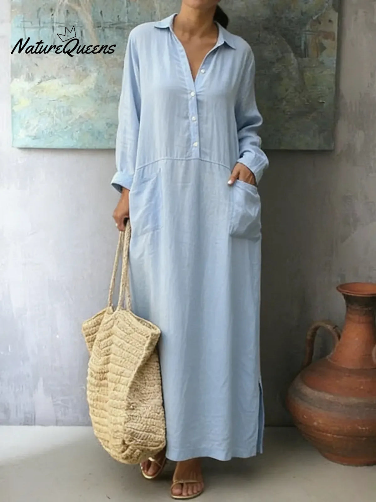 Women's Loose-fitting Casual Linen And Cotton Dress