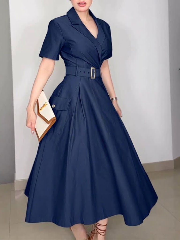 Stylish Casual Belted Waist Dress