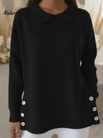 Retro Peter Pan Collar Waffle Knit Sweatshirt