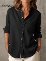 Casual Stand-collar Button-up Cotton Shirt