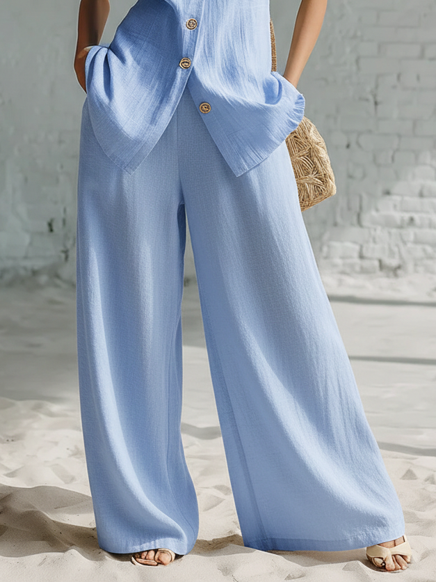 Casual Loose-fitting Cotton Linen Wide-leg Pant