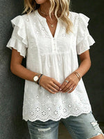 Women's Casual Cut-Out Floral Shirt