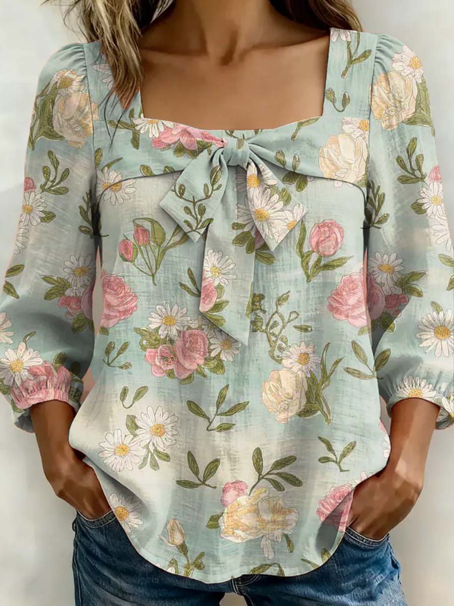 Women's Floral Art Print Casual Stylish Cotton Shirt