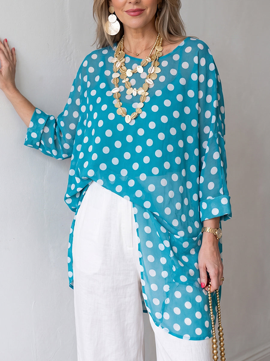 Flattering Polka-dot Chiffon Blouse