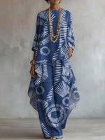 Elegant Retro Geometry Print Two-piece Set