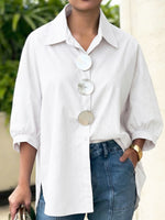 Stylish Metal Buttons Cotton-linen Short-sleeve Shirt