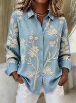 Women's Embroidered Floral Print Casual Shirt