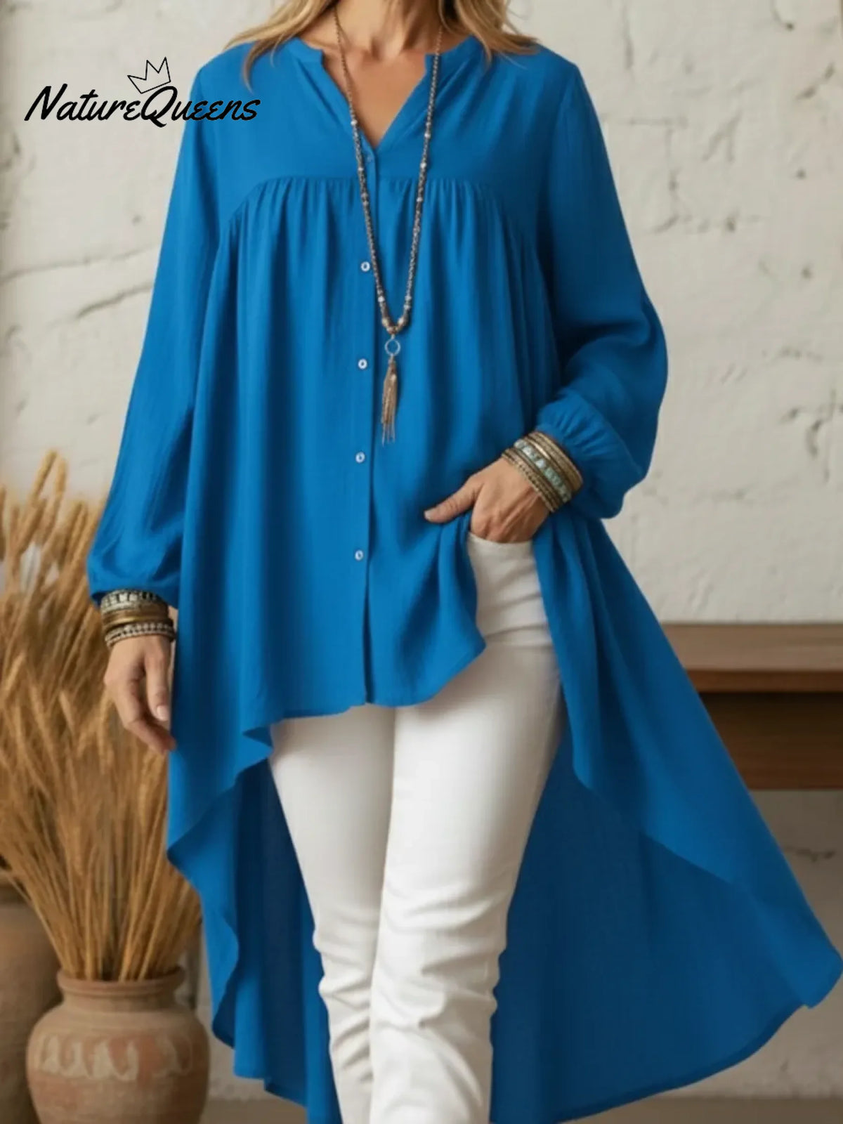 Boho Comfortable Solid Color Flowy Shirt