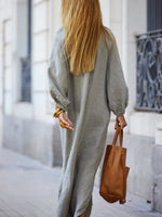Women's Solid Color Art Casual Cotton Linen Long Dress