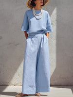 Minimalist & Elegant Solid-color Cotton-linen Two-piece Set