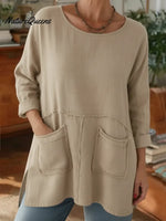 Women's Loose-fitting Casual Linen-cotton Top