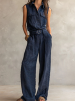 Minimalist Casual Belted Jumpsuit