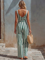 Women's Retro Striped Cotton Jumpsuit