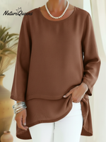 Elegant Double-layered Hem Denim Shirt Top