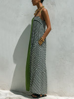 Women's Retro Abstract Geometric Print Spaghetti-strap Maxi Dress
