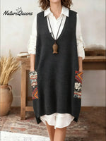 Women's V-neck Sleeveless Casual Loose Knit Dress