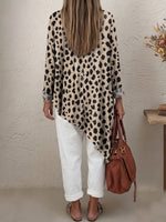 Women's Retro Leopard Print Casual Top With Asymmetrical Hem