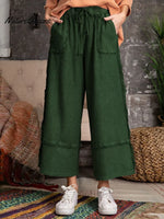 Women's Solid Color Elastic Waist Casual Loose Wide-leg Pants