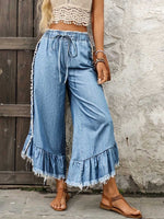 Women's Casual Loose-fit Wide-leg Jeans With Elastic Waist