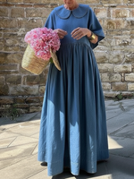 Cozy Vintage Peter Pan Collar Loose Denim Cotton Dress