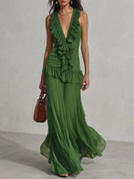 Women's Long Dress With Ruffle Trim