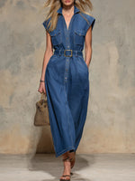 Women's Casual Cinched-waist Denim Dress