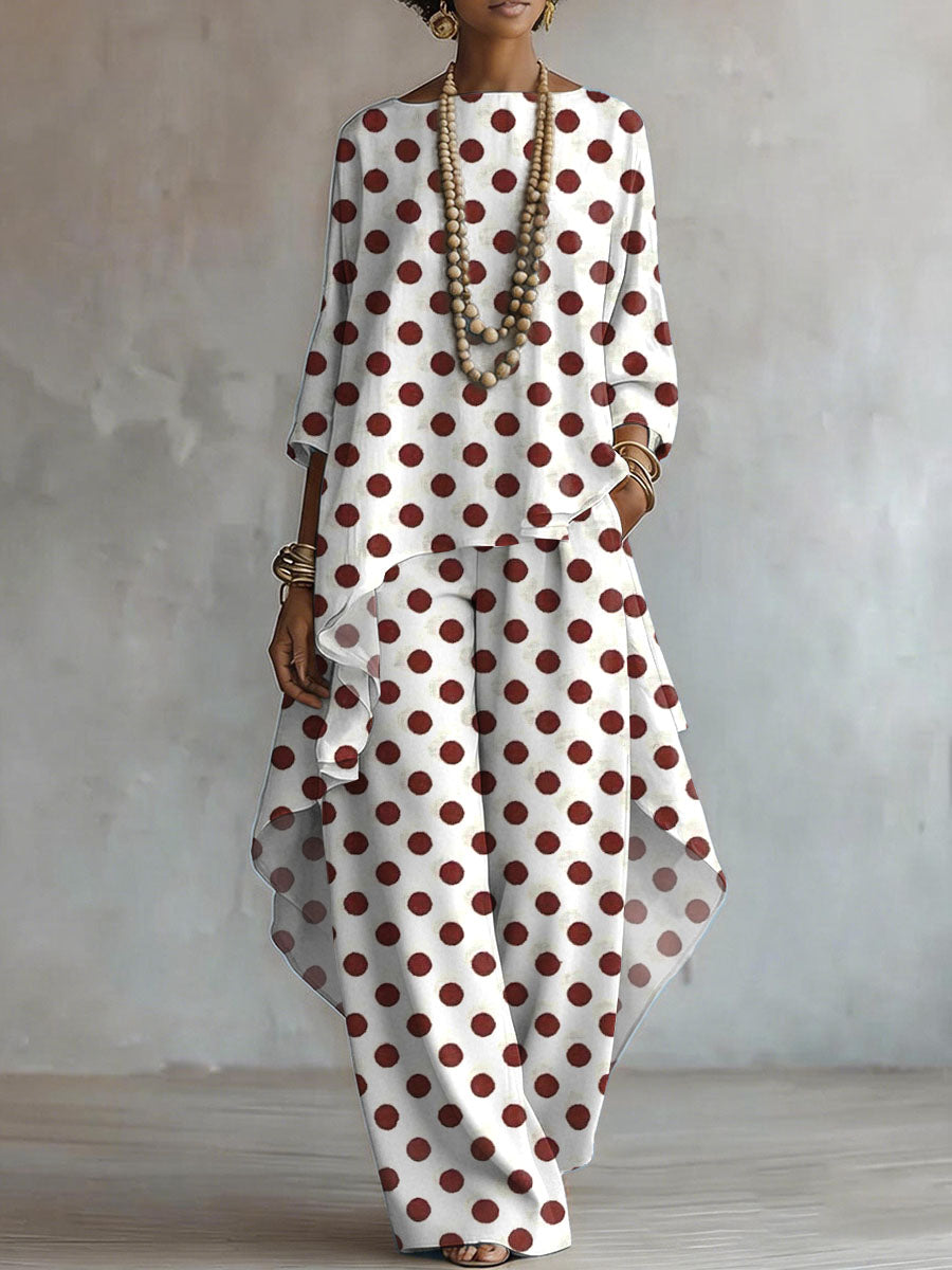 Elegant Artistic Polka Dots Print Two-piece Set