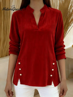 Women's Corduroy Button-Trimmed Top