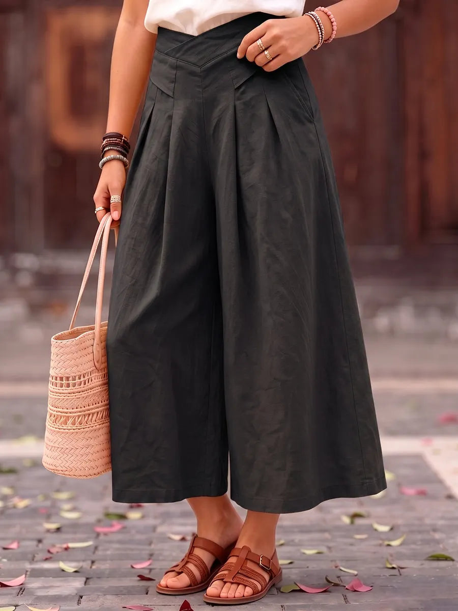 Women's Loose Pleated Cotton-linen Wide-leg Pants