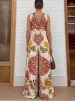 Women's Bohemian Symmetrical Print Casual Jumpsuit