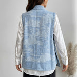 Stylish Casual Jacquard Denim Vest
