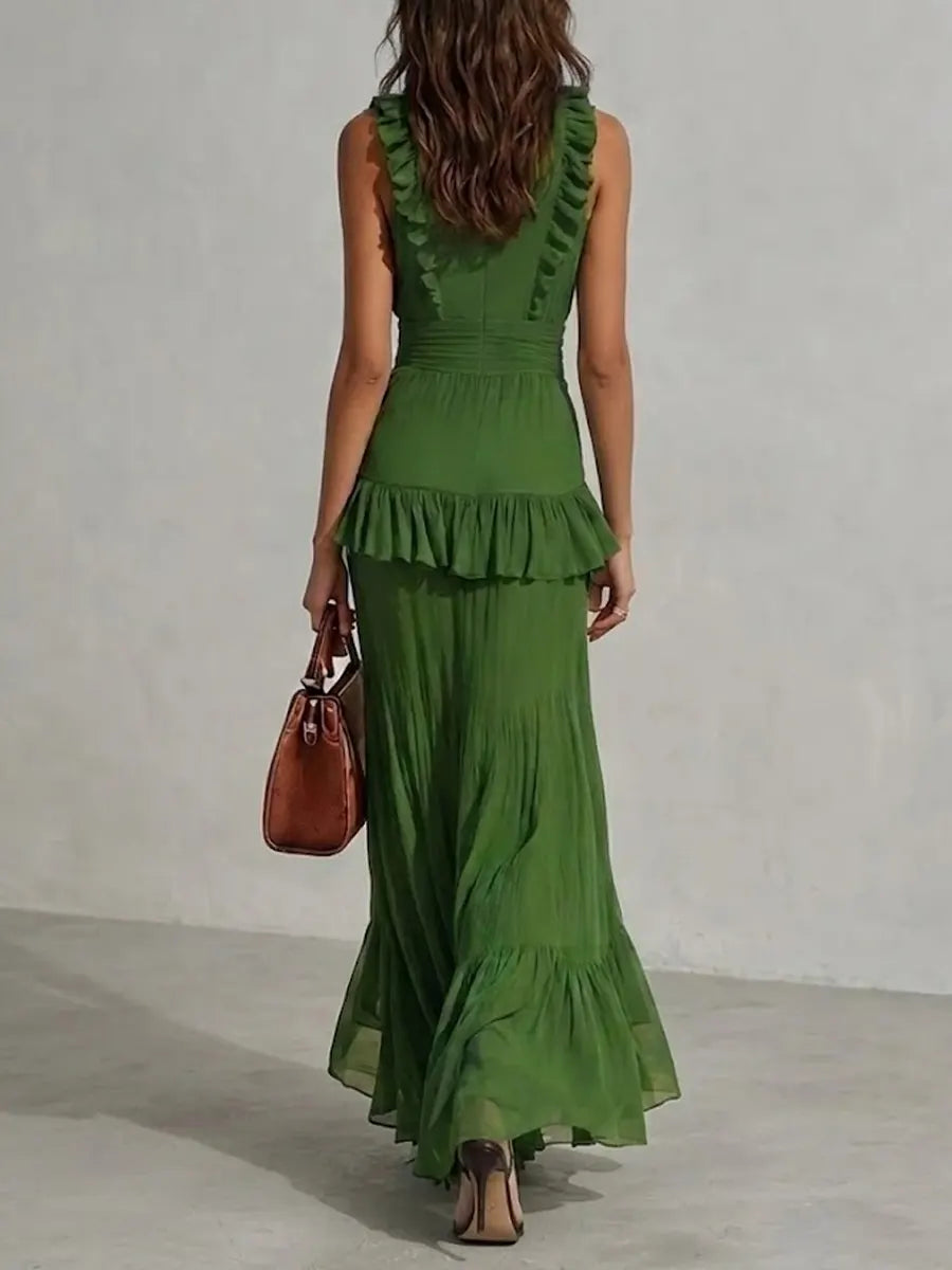 Women's Long Dress With Ruffle Trim