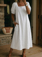Women's Square-Neck Short-Sleeve Dress