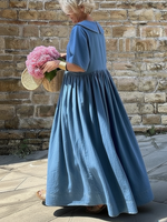 Cozy Vintage Peter Pan Collar Loose Denim Cotton Dress